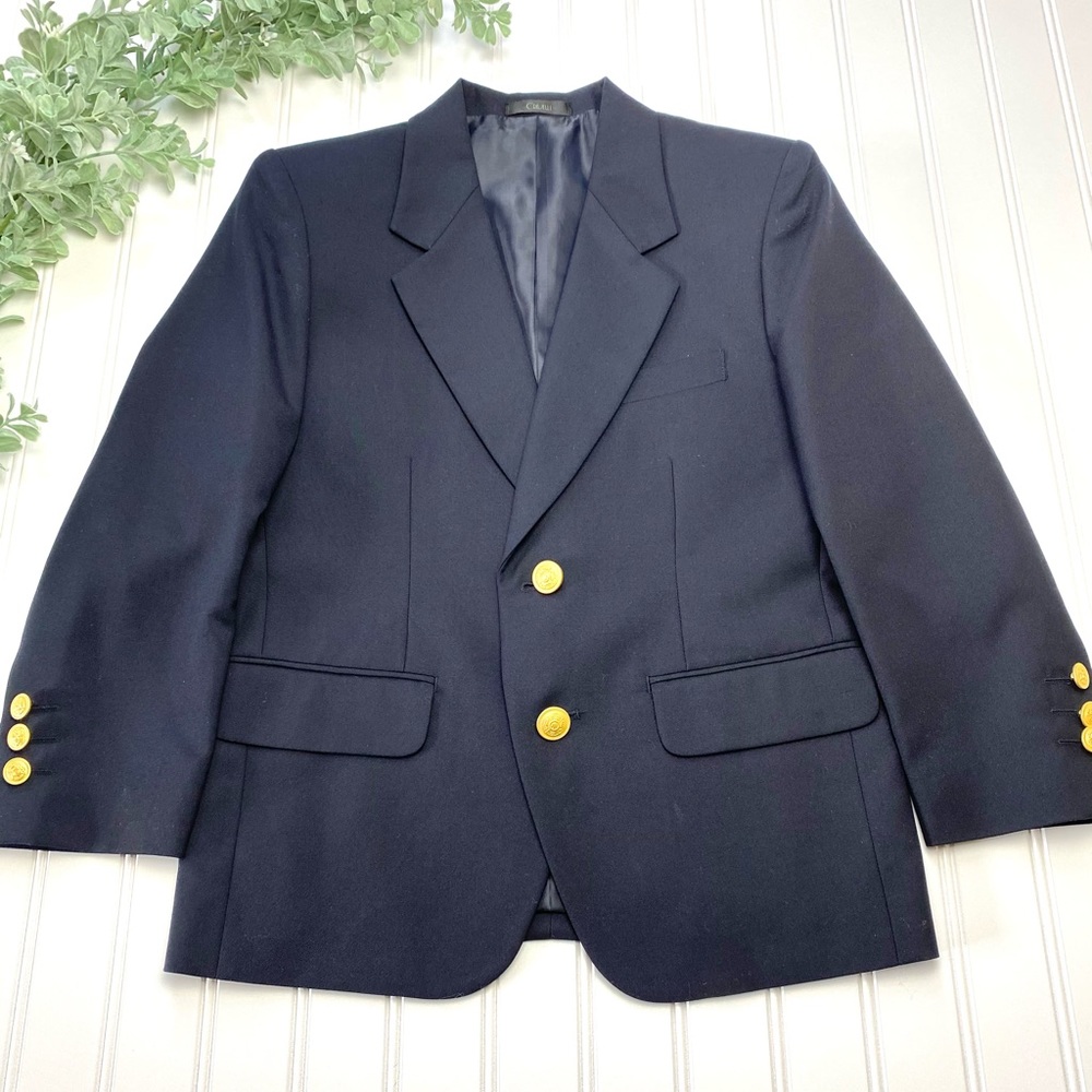 Nordstrom CRIVELLI Sport Coat/Blazer Black-Gold Buttons